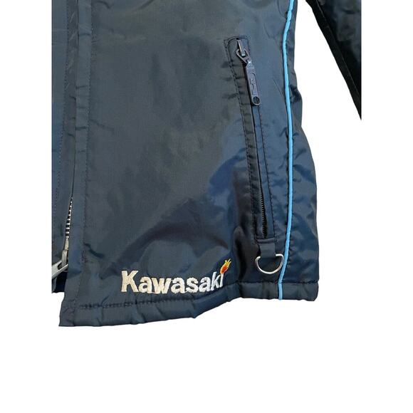 Vintage 80s Kawasaki Motorcycle Jacket Men Size Small Blue Nylon Insulated Retro - Picture 4 of 9